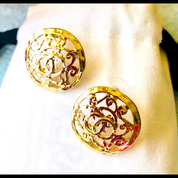 Signed, CCbrass quality earrings, 18K Gold Plated - Picture 2 of 5